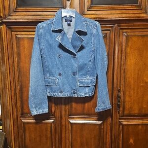 Ann Taylor Sailor Style Double Breasted  Denim Jean Jacket, Sz. Small! Worn Once